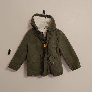 Sherpa-Lined Army Green Canvas Jacket, 2T (Cat&Jack)